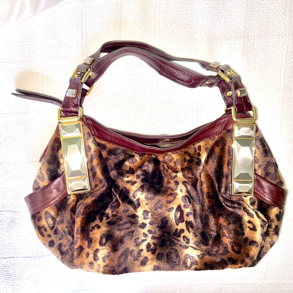 B Makowsky Animal-Print handbag with original soft case 17.5” wide x 10.5” deep